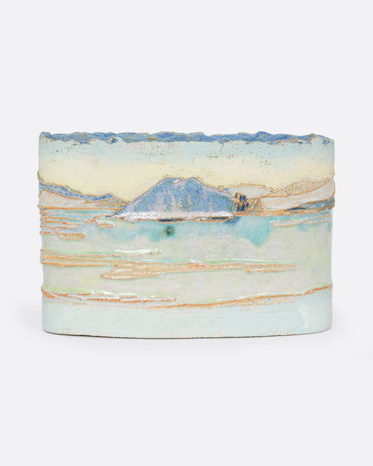 Blue, Yellow, and Green Landscape Vessel