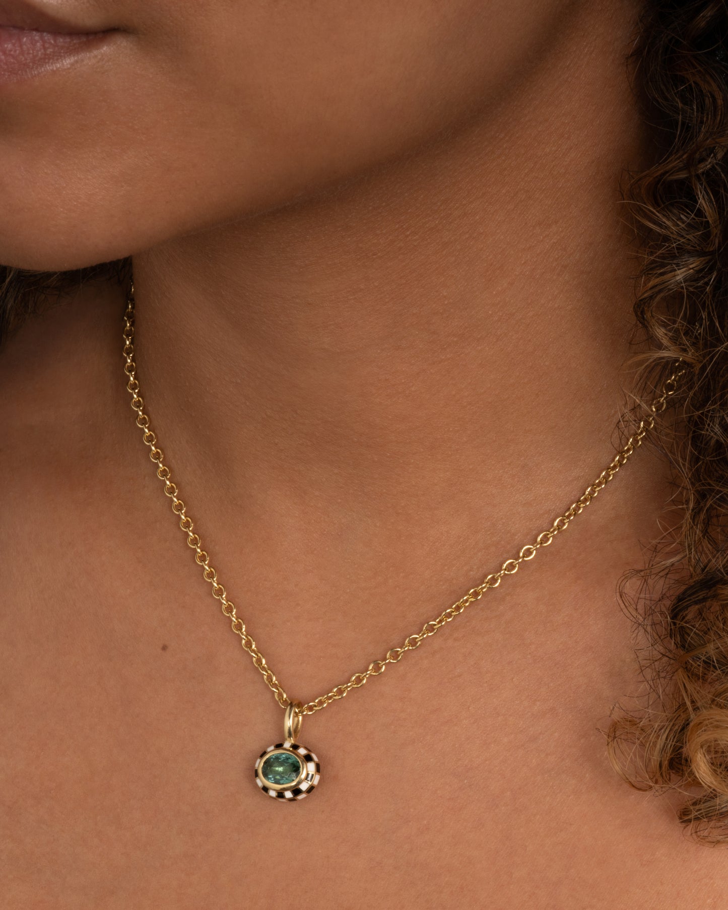 Green Tourmaline Checkered Pendant