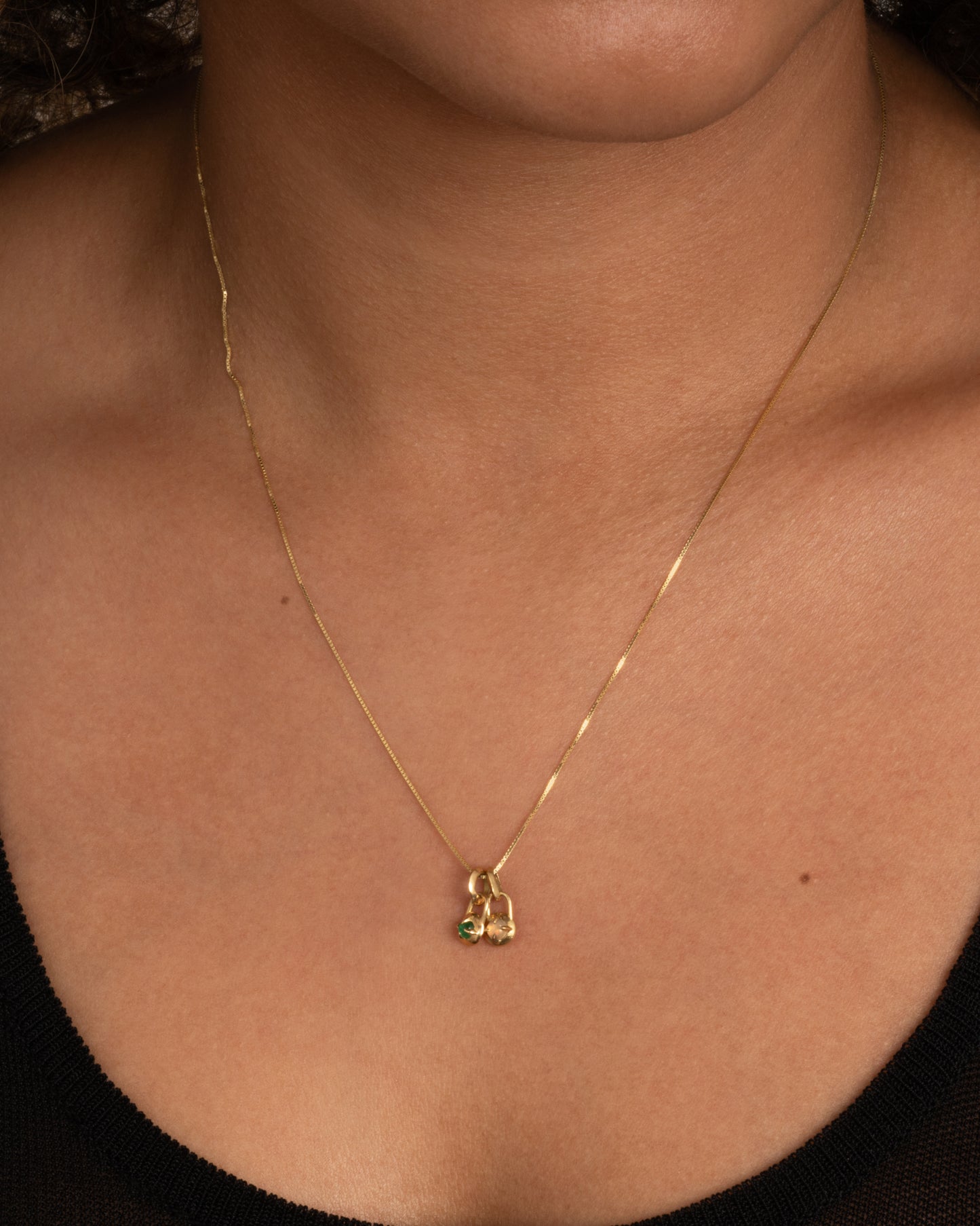 Mini Emerald Jelly Bean Pendant Necklace