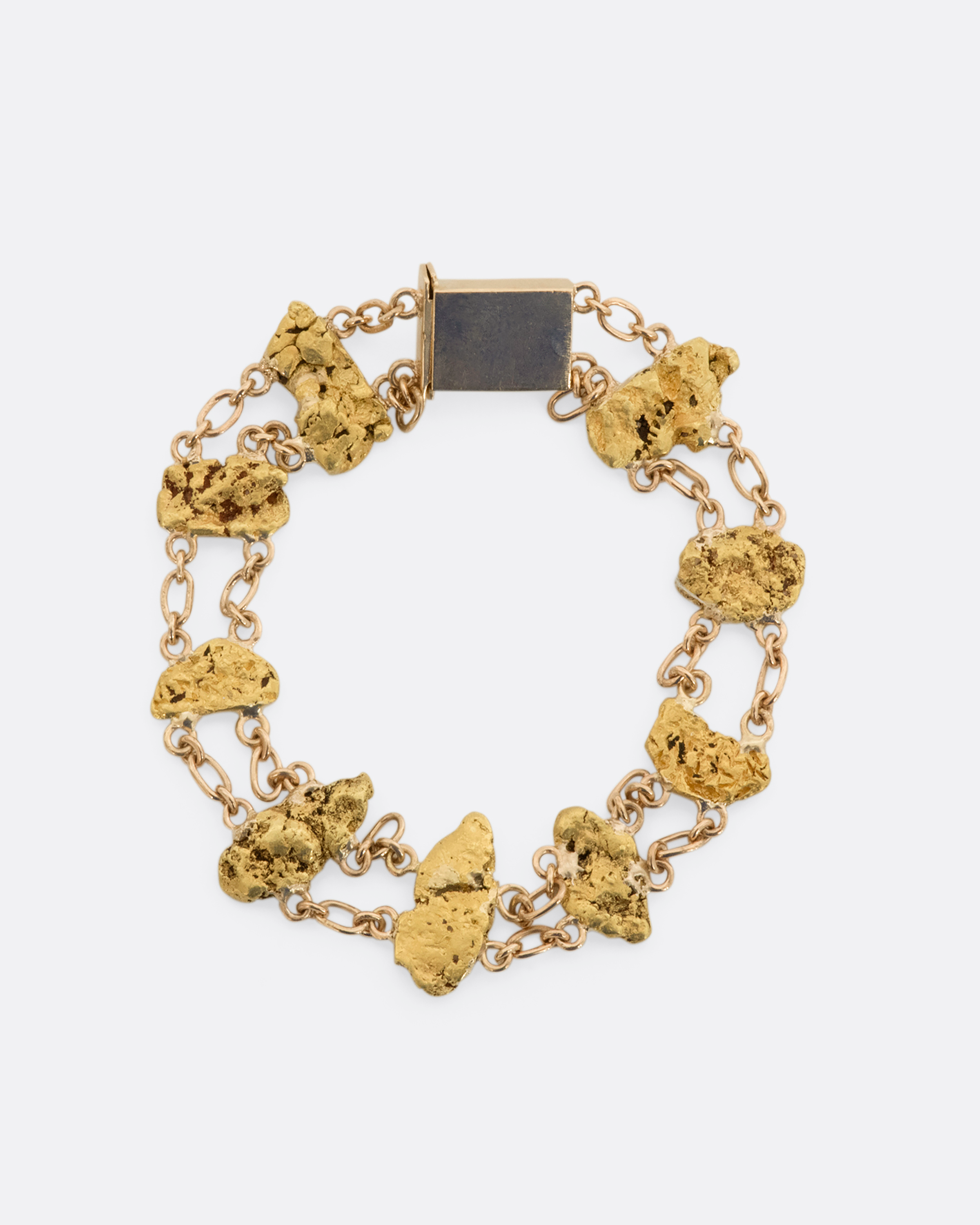 Gold Nugget Double Cable Chain Bracelet image