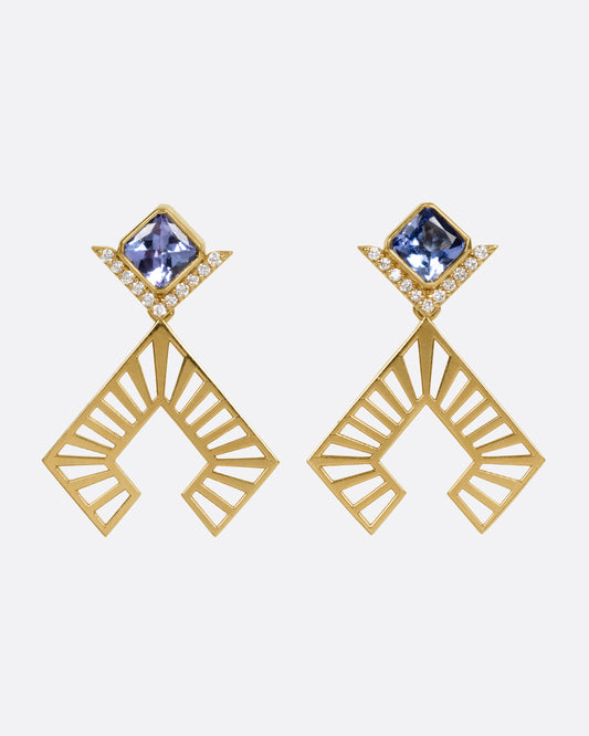 Elibelinde Tanzanite and Diamond Drop Earrings