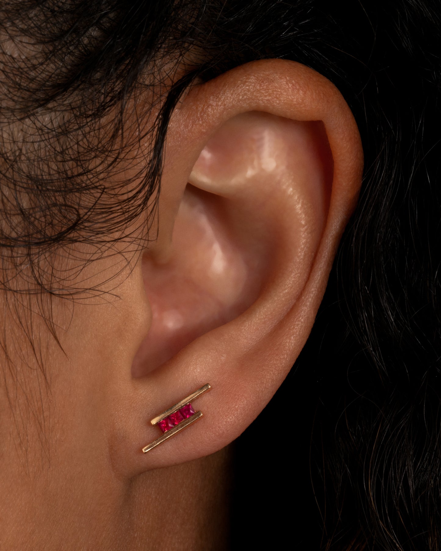 Mini Elena Ruby Stud Earring