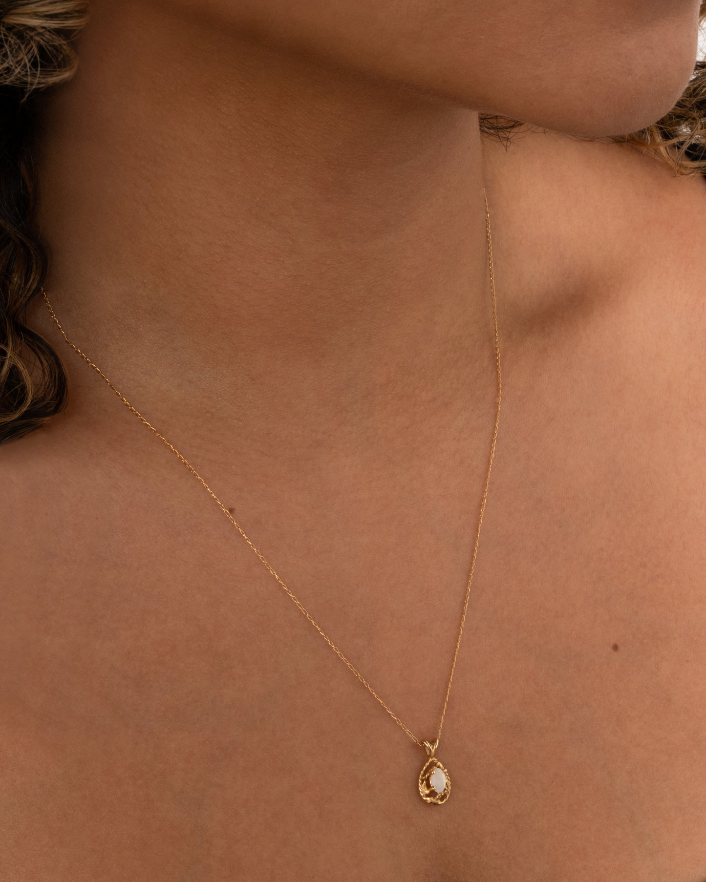 Opal Teardrop Pendant Necklace
