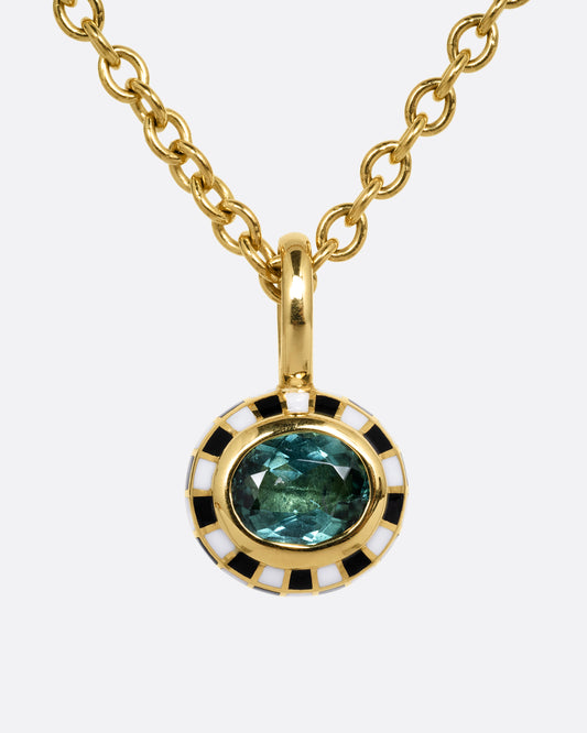 Green Tourmaline Checkered Pendant