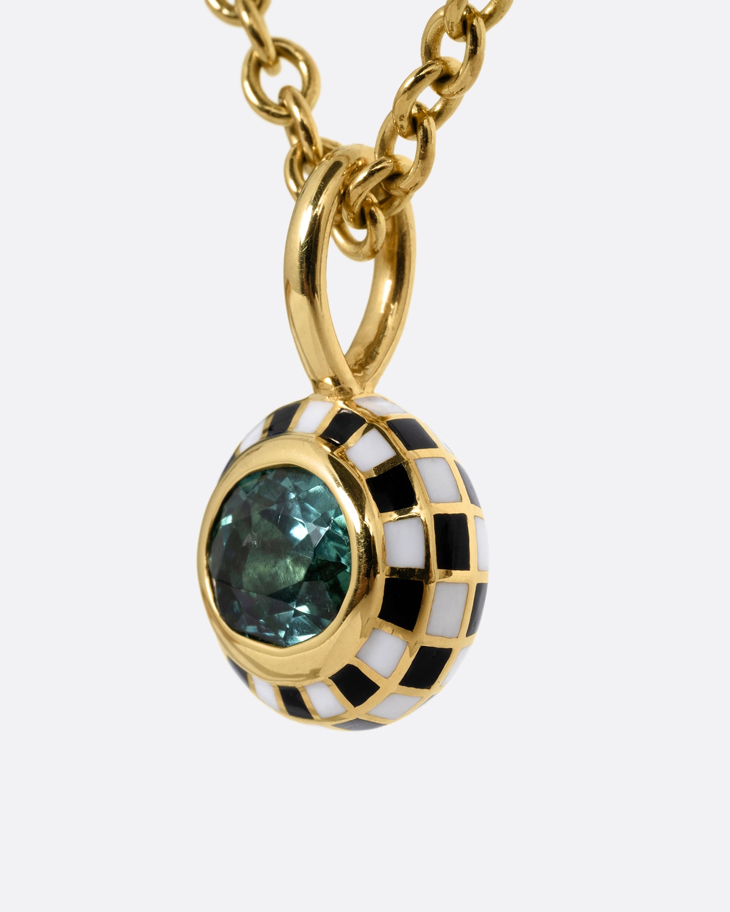 Green Tourmaline Checkered Pendant