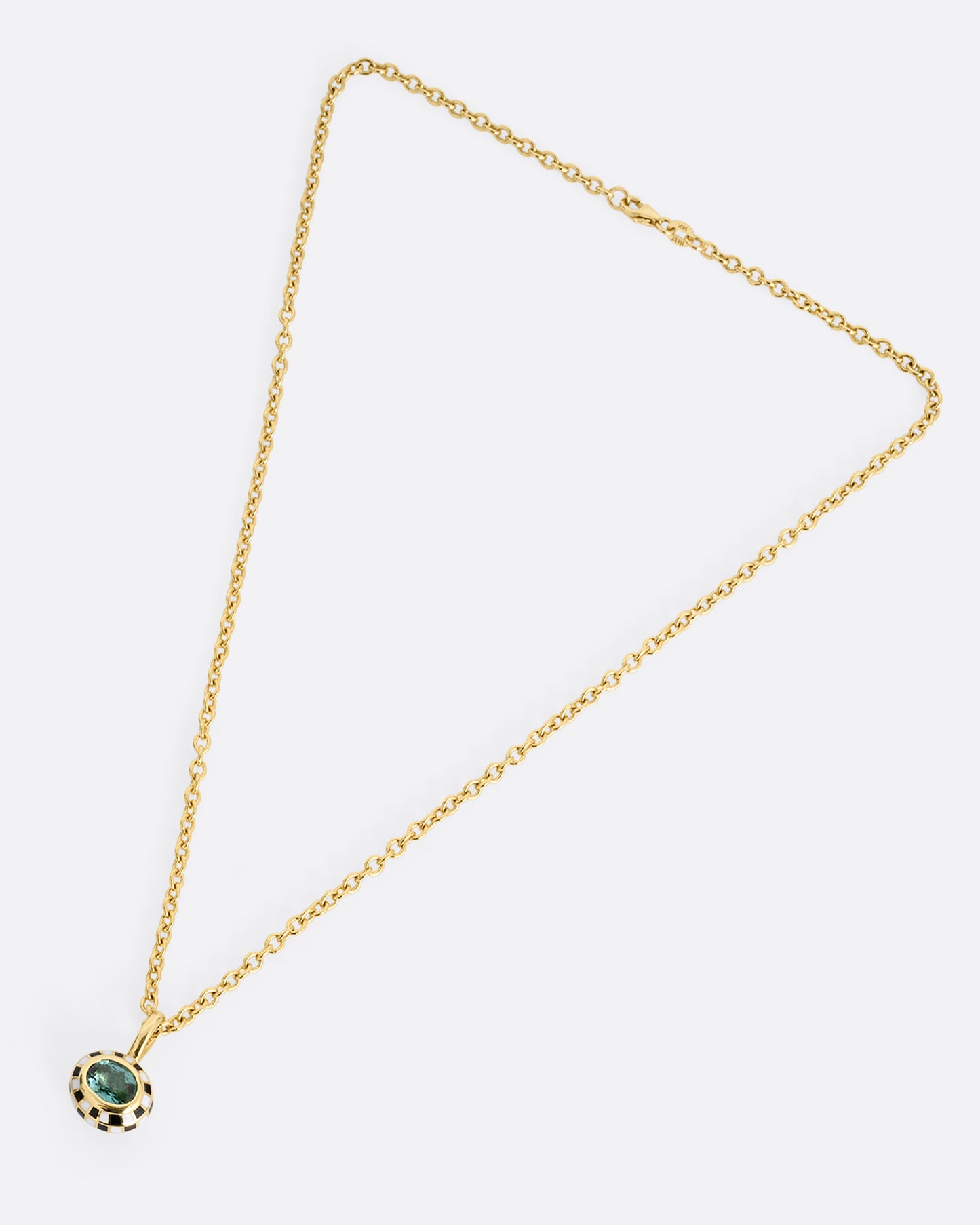 Green Tourmaline Checkered Pendant