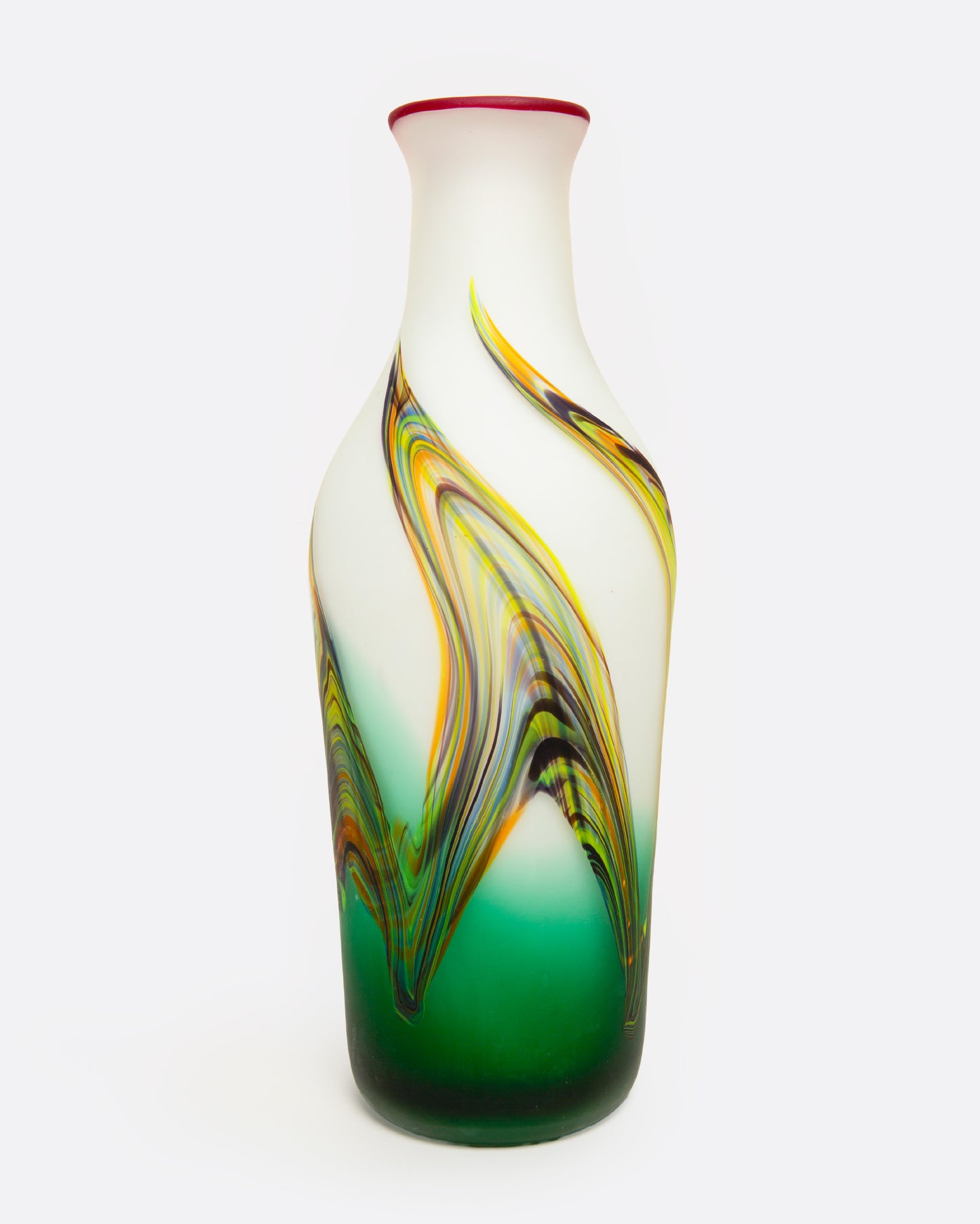 Green and White Swirl Vase