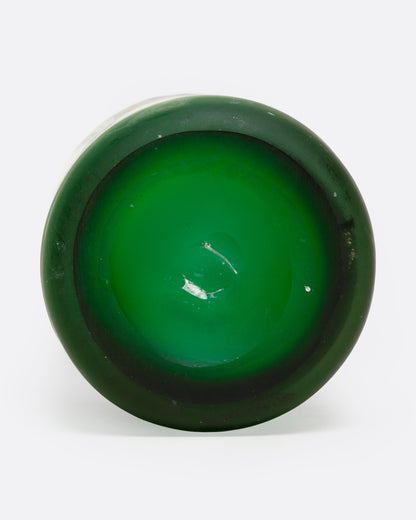 Vintage white and green swirl glass vase, base of the vase