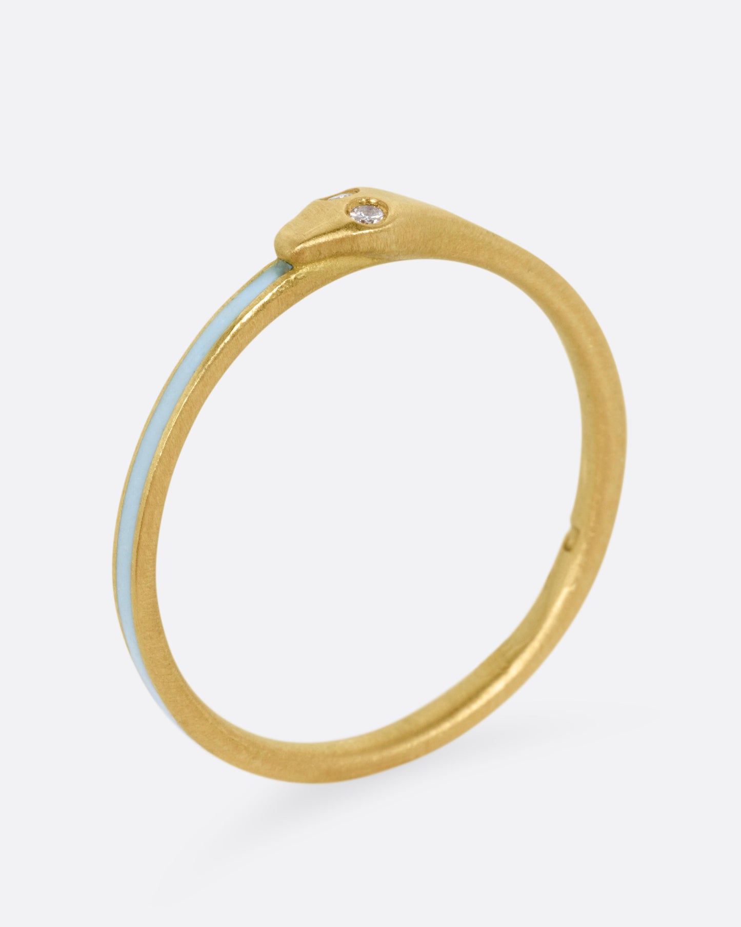 Pale Blue Enamel Ouroboros Ring
