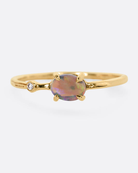 Australian Opal and Diamond Wink Ring