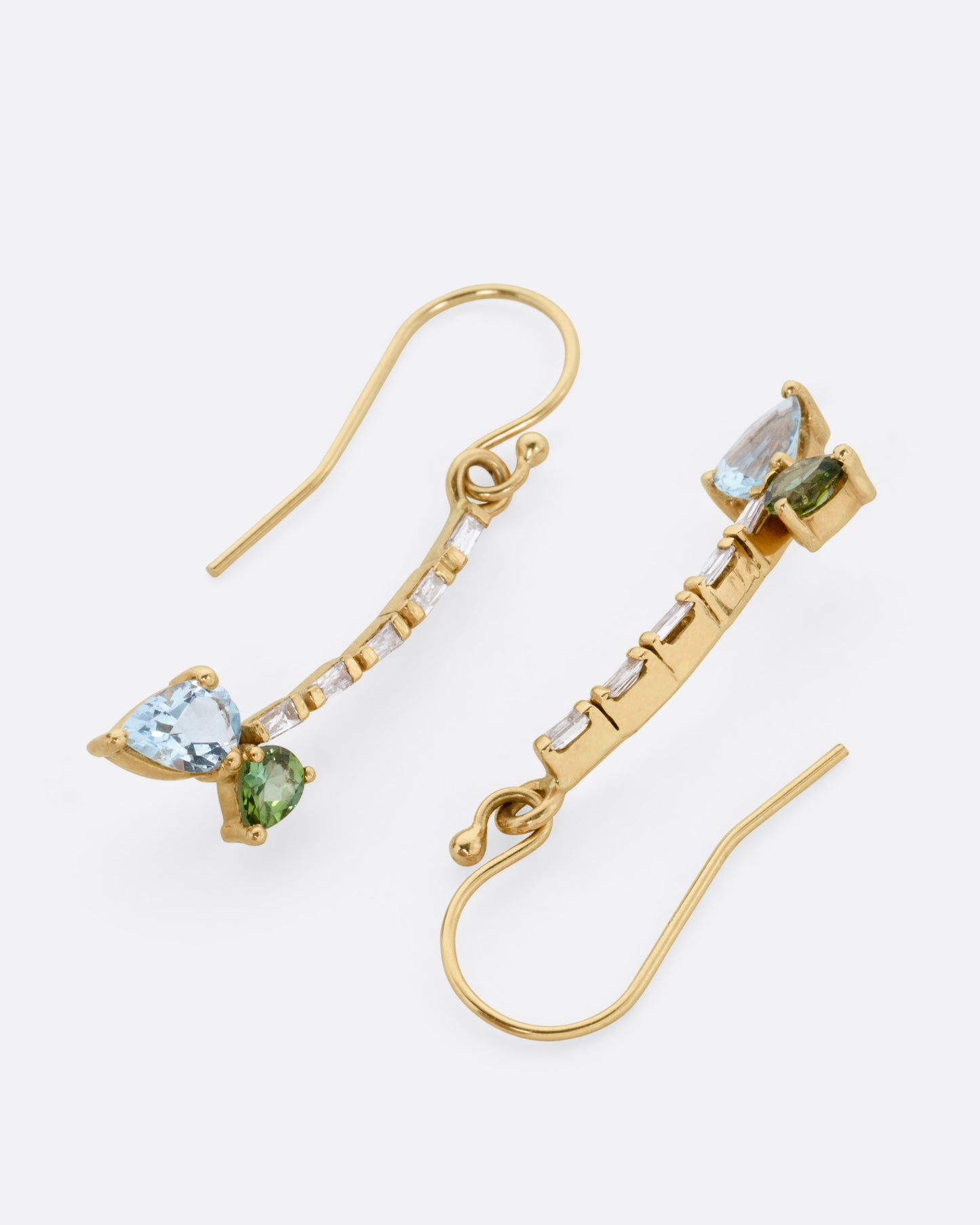 Tourmaline and Diamond Water Lily Earrings