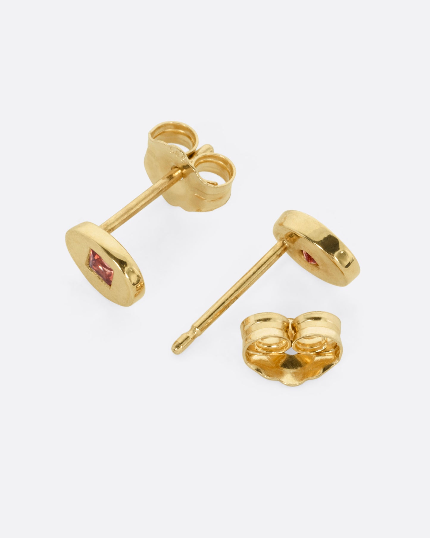 Oval Orange Sapphire Stud Earrings