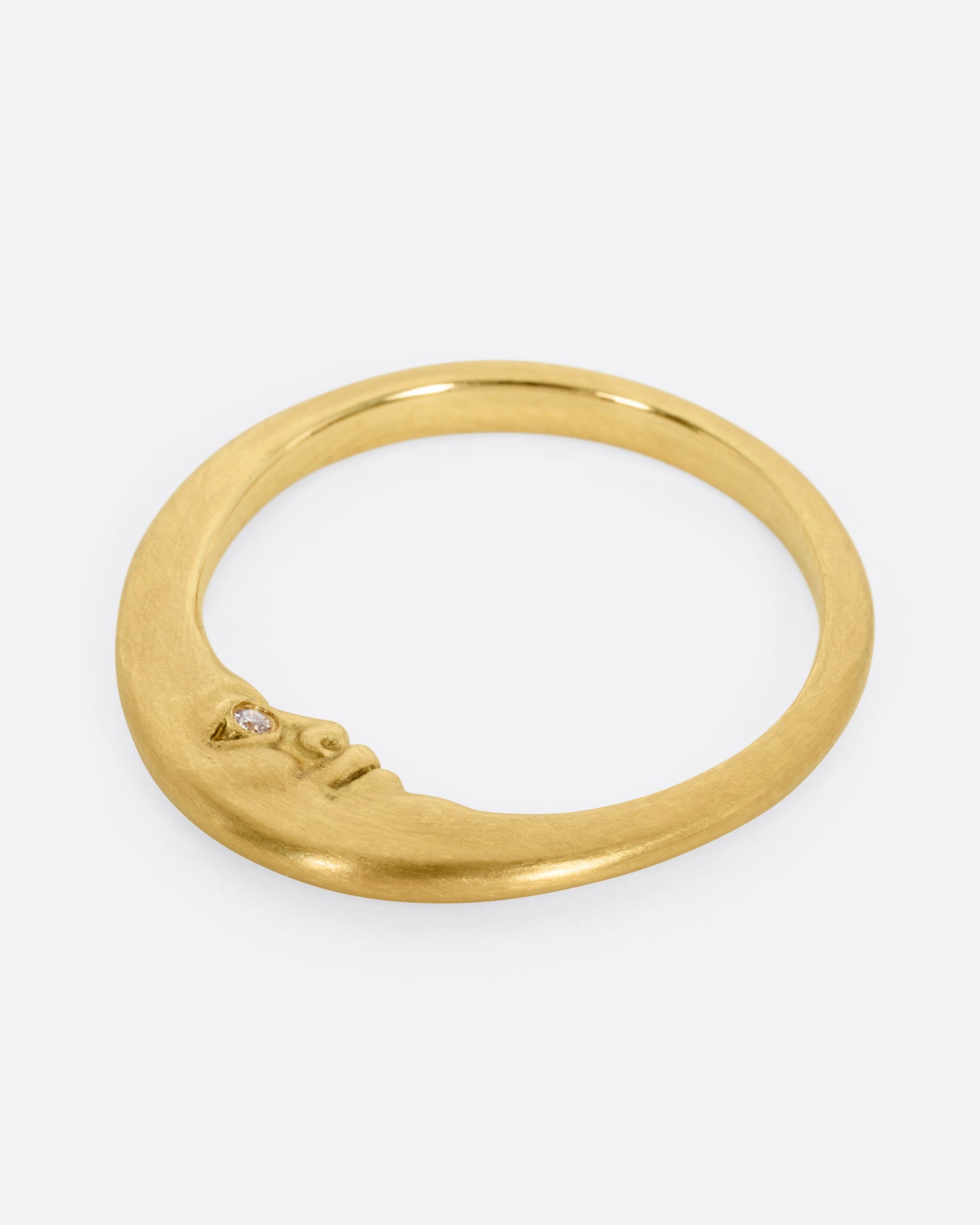 Diamond Eyed Crescent Moon Face Ring