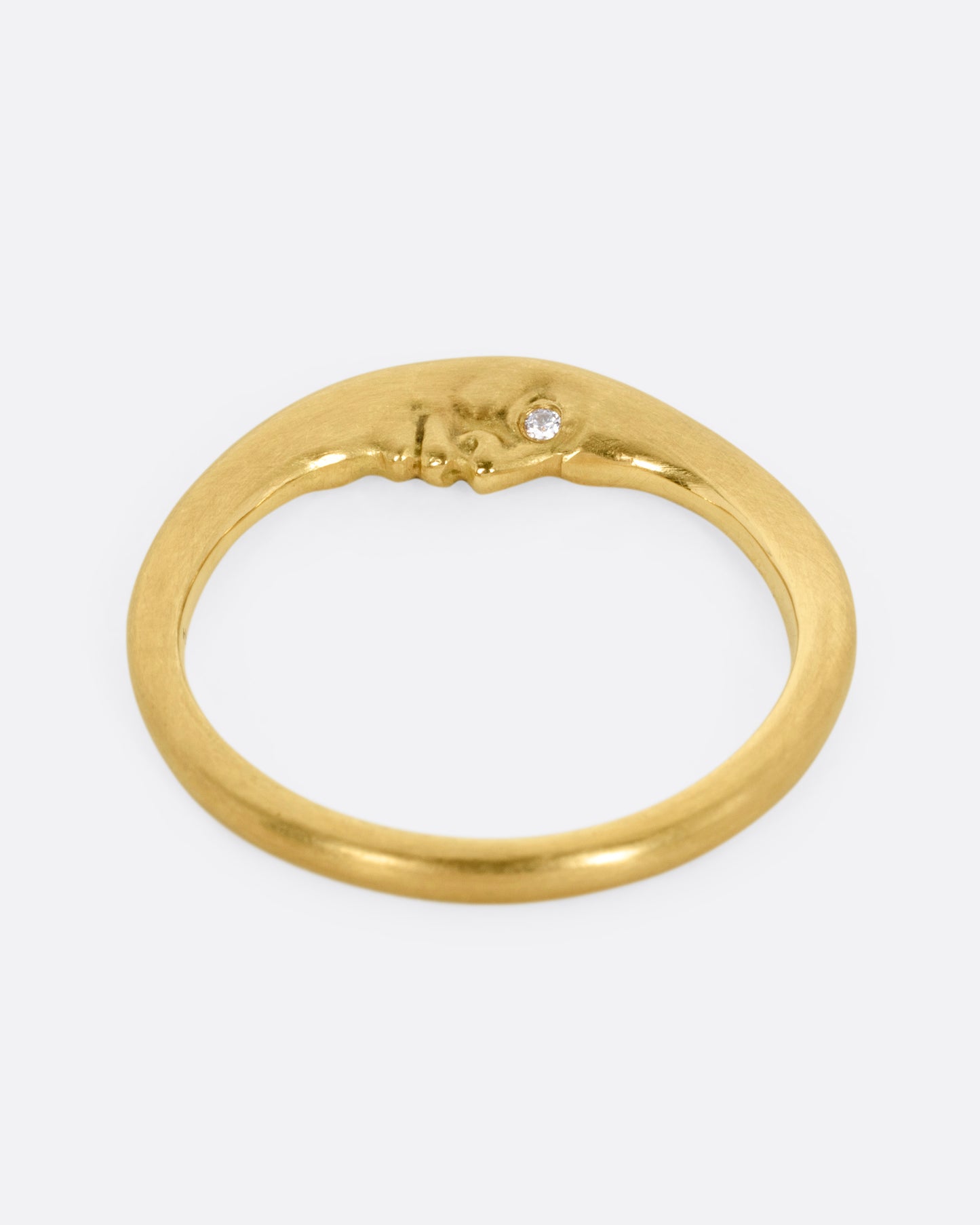 Diamond Eyed Crescent Moon Face Ring