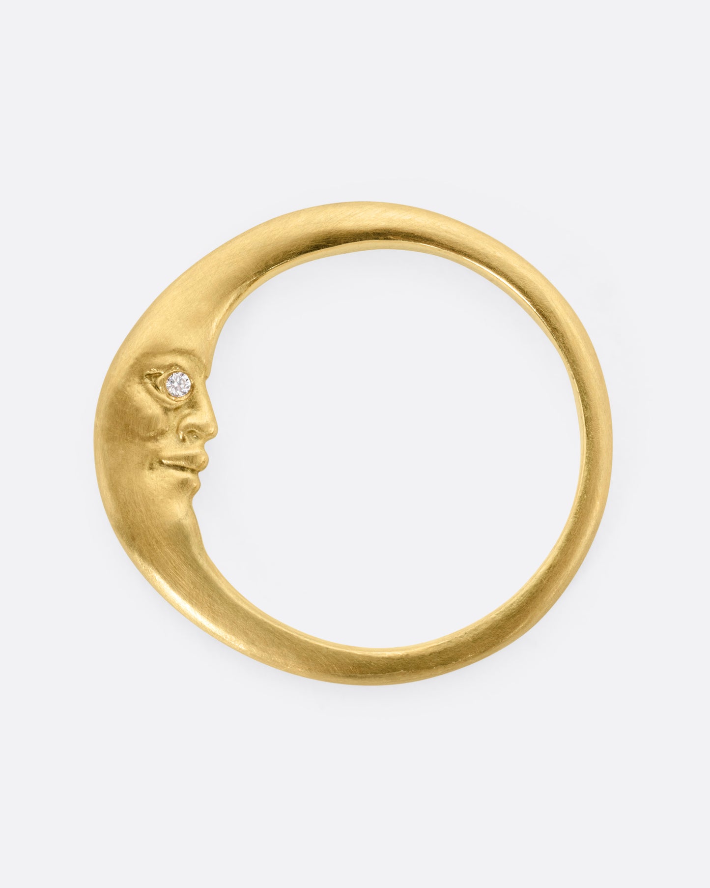 Diamond Eyed Crescent Moon Face Ring
