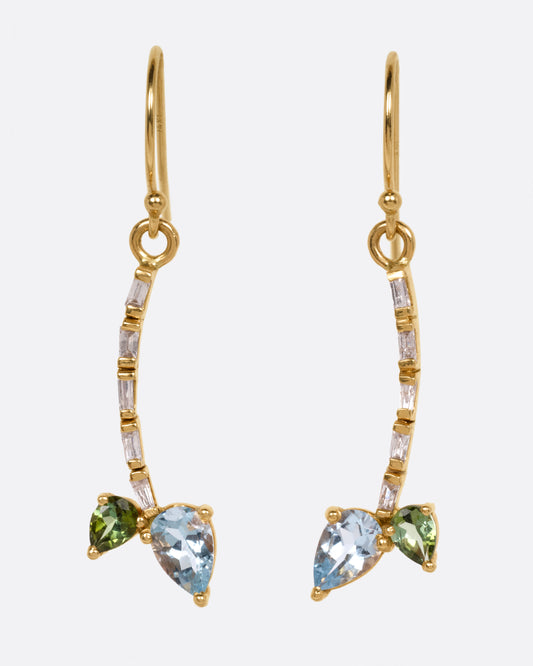 Tourmaline and Diamond Water Lily Earrings