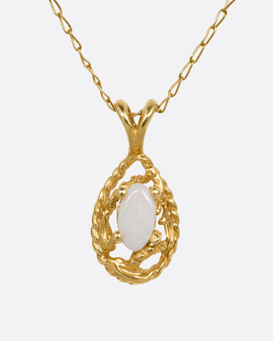 Opal Teardrop Pendant Necklace