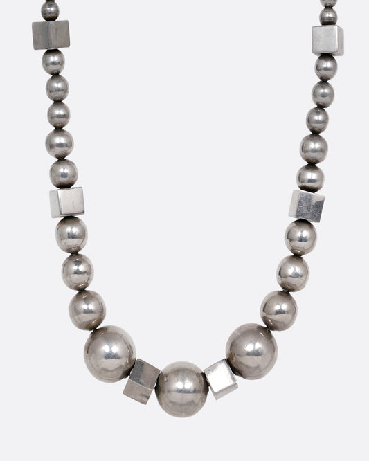 Chunky Silver Beaded Necklace