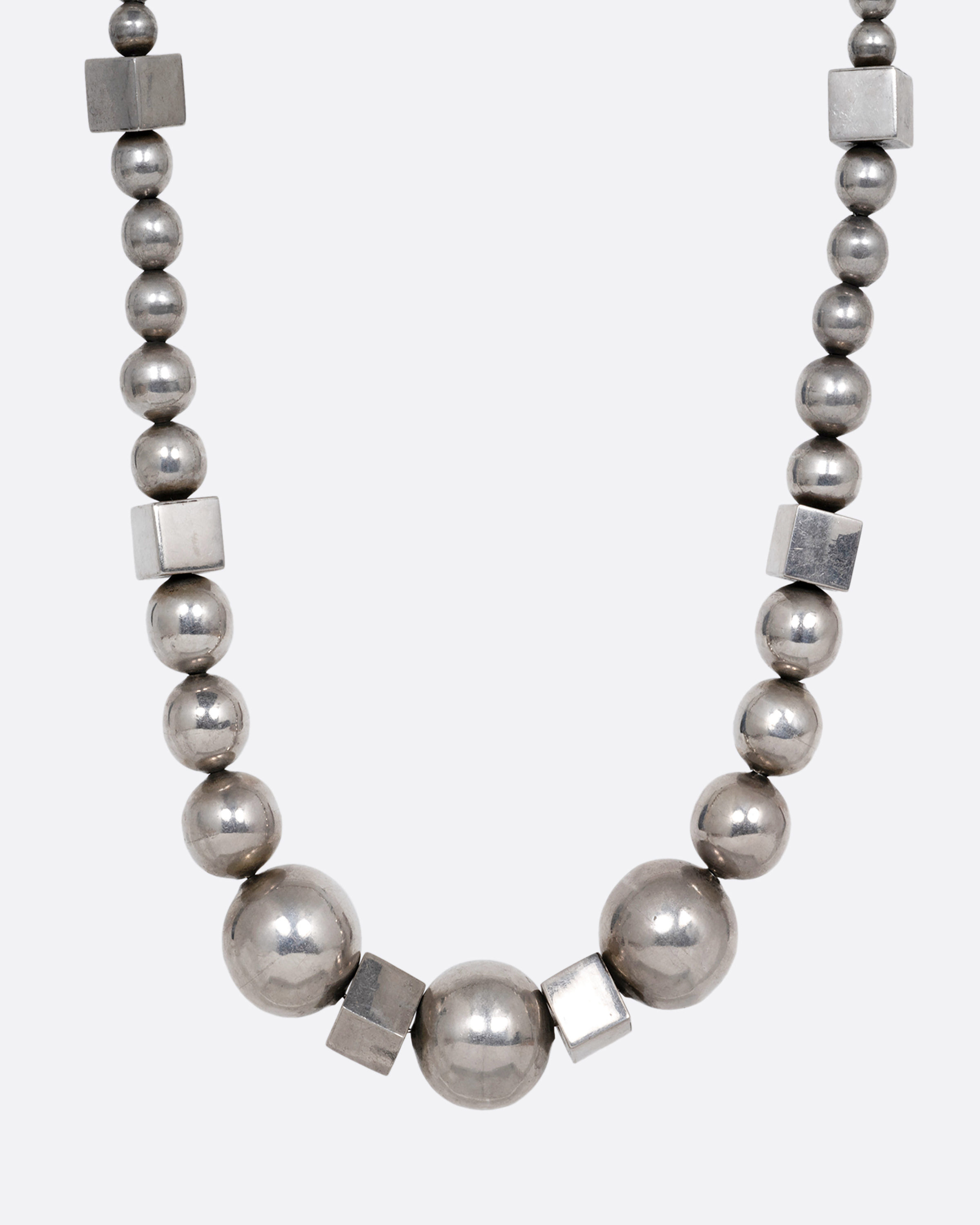 Chunky Silver Beaded Necklace