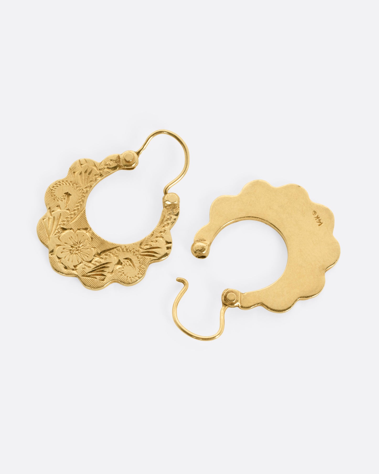 Scalloped Floral Hoop Earrings