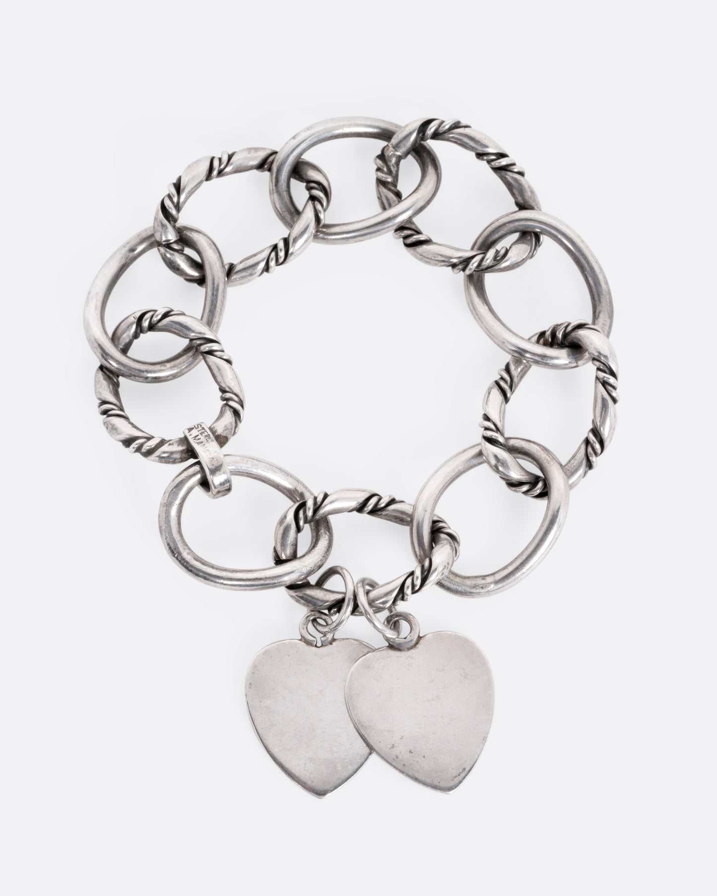 Cable Chain Bracelet with Heart Shaped Tags