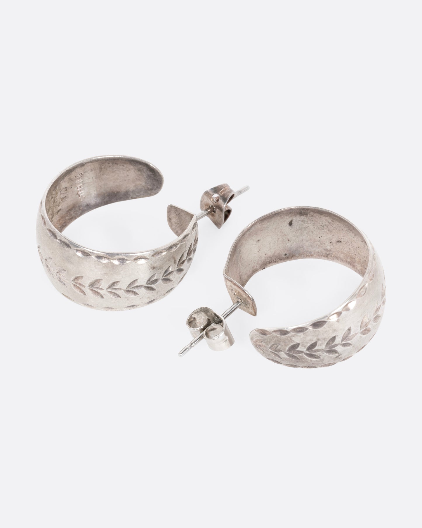 Etched Leaf Hoop Earrings