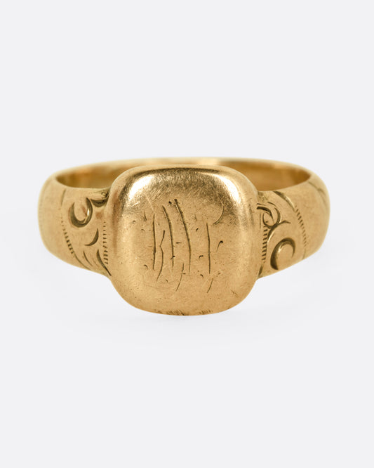 Square Signet with Patterned Band
