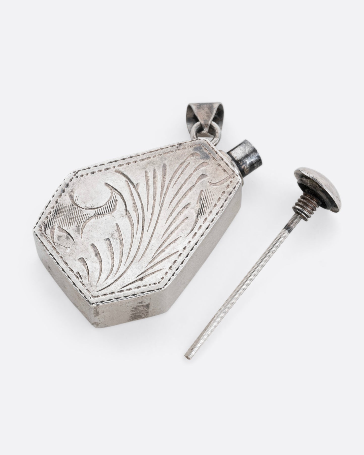 Botanical Etched Perfume Bottle Pendant