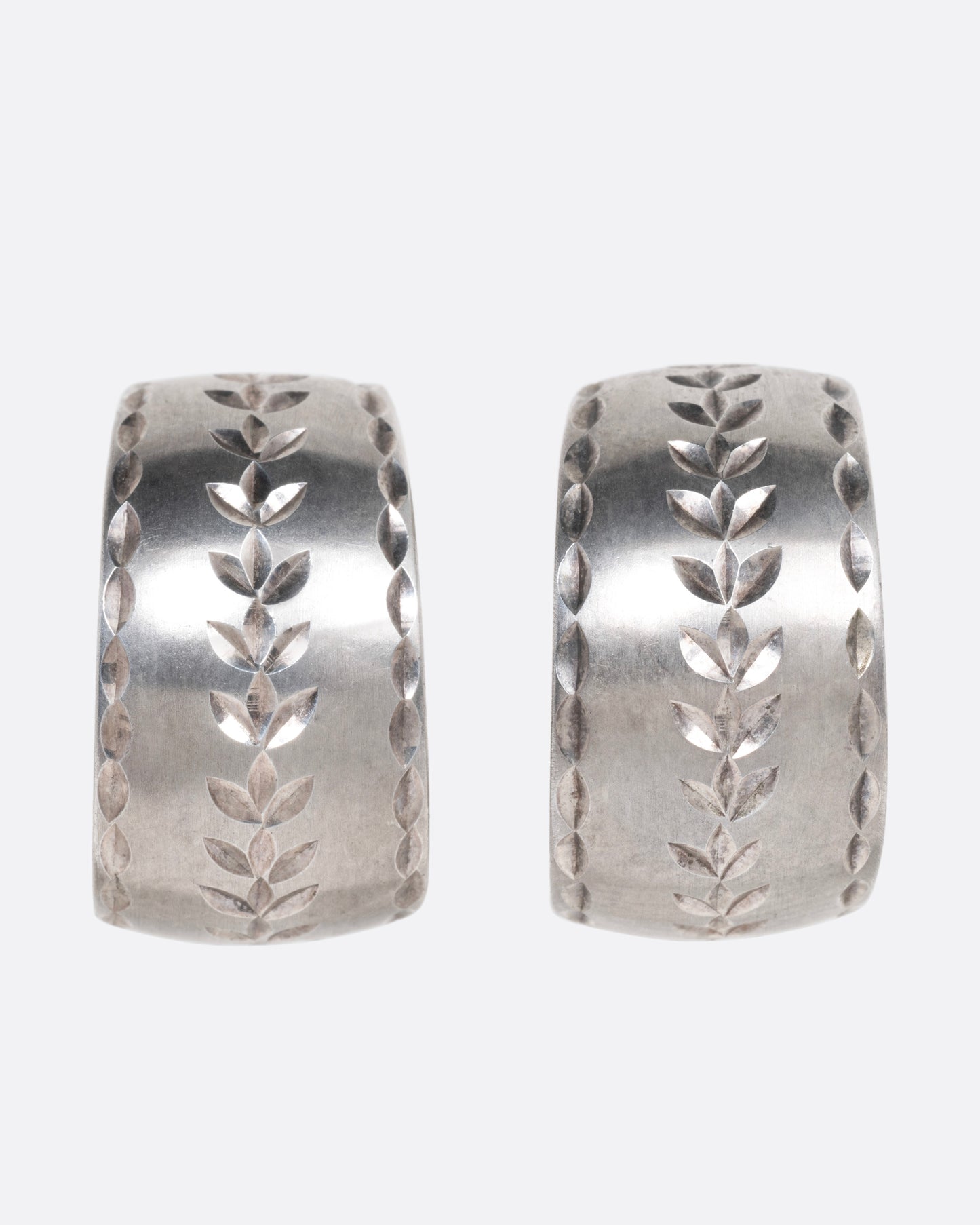 Etched Leaf Hoop Earrings