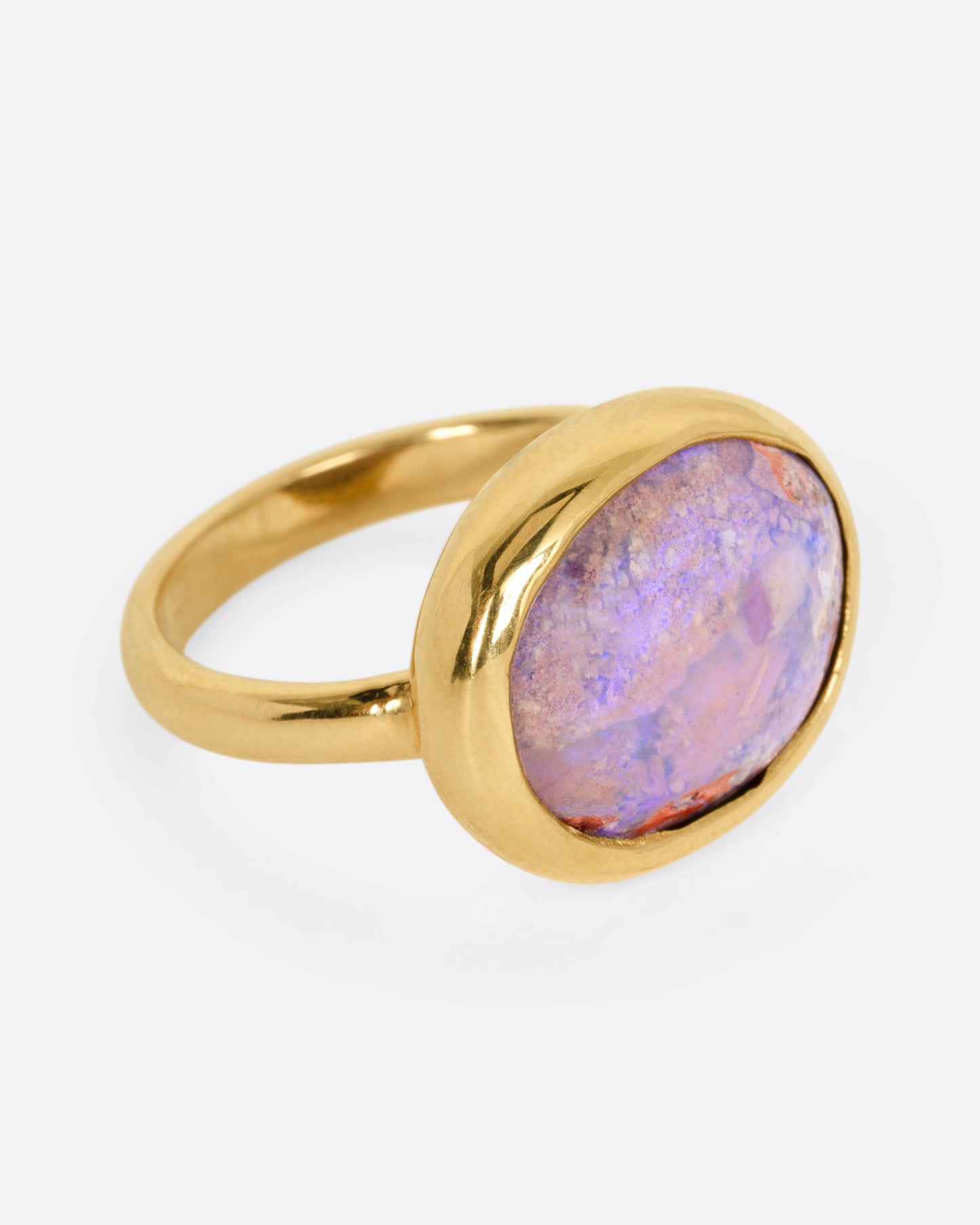 Fossilized Wood Opal Lilac Lagoon Ring