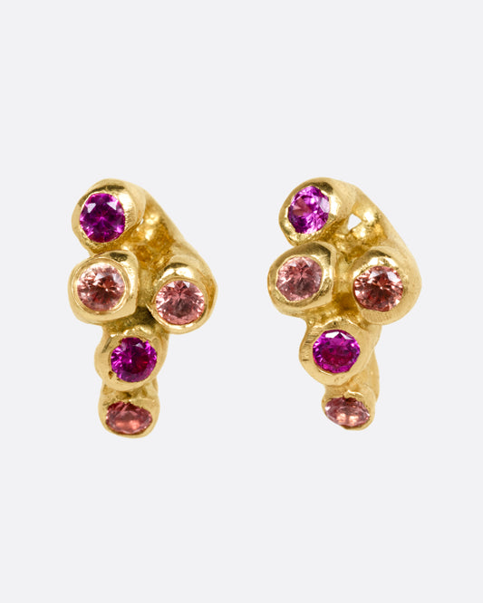 Sapphire Sea Anemone Cluster Stud Earrings