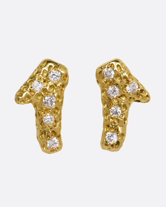 Sea Coral Diamond Stud Earrings