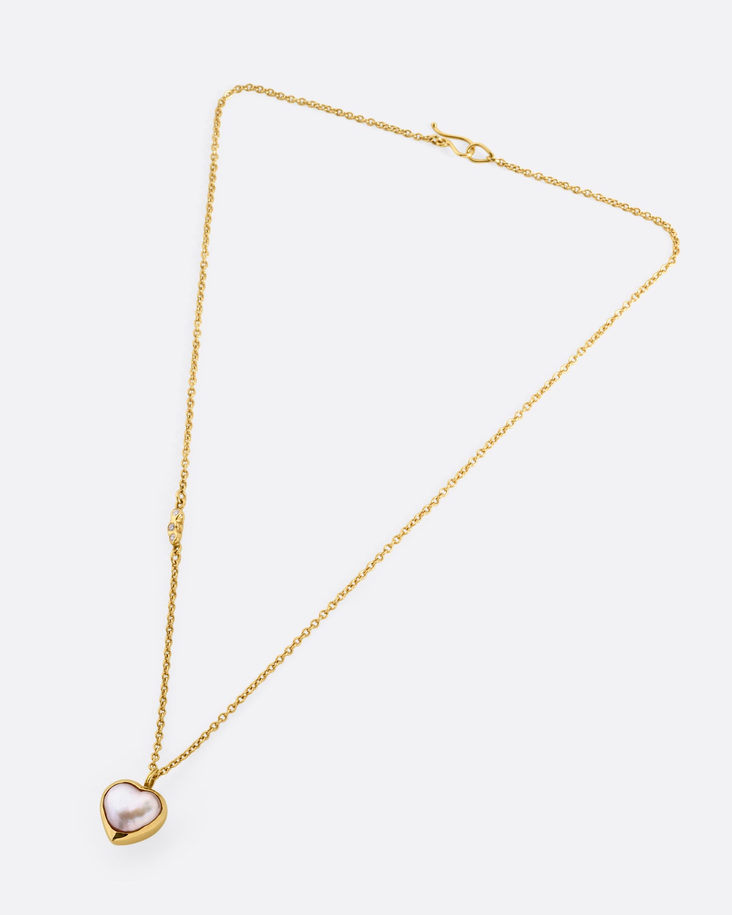 Opalescent Heart Pearl and Diamond Necklace