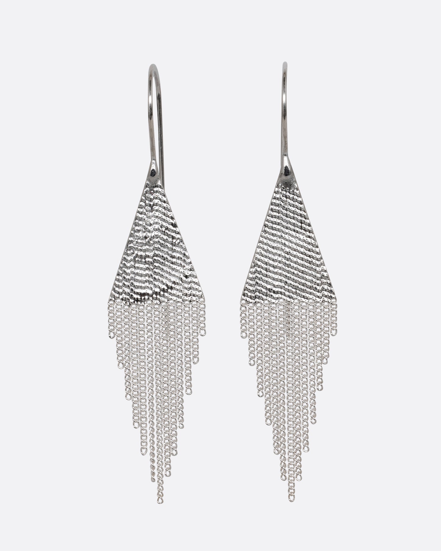 HANNAH KEEFE SILVER DIAMOND TASSEL HOOK EARRINGS W/ STERLING SILVER HOOKS AND CHAIN AND SILVER SOLDER - PAIR *SEE NOTES*