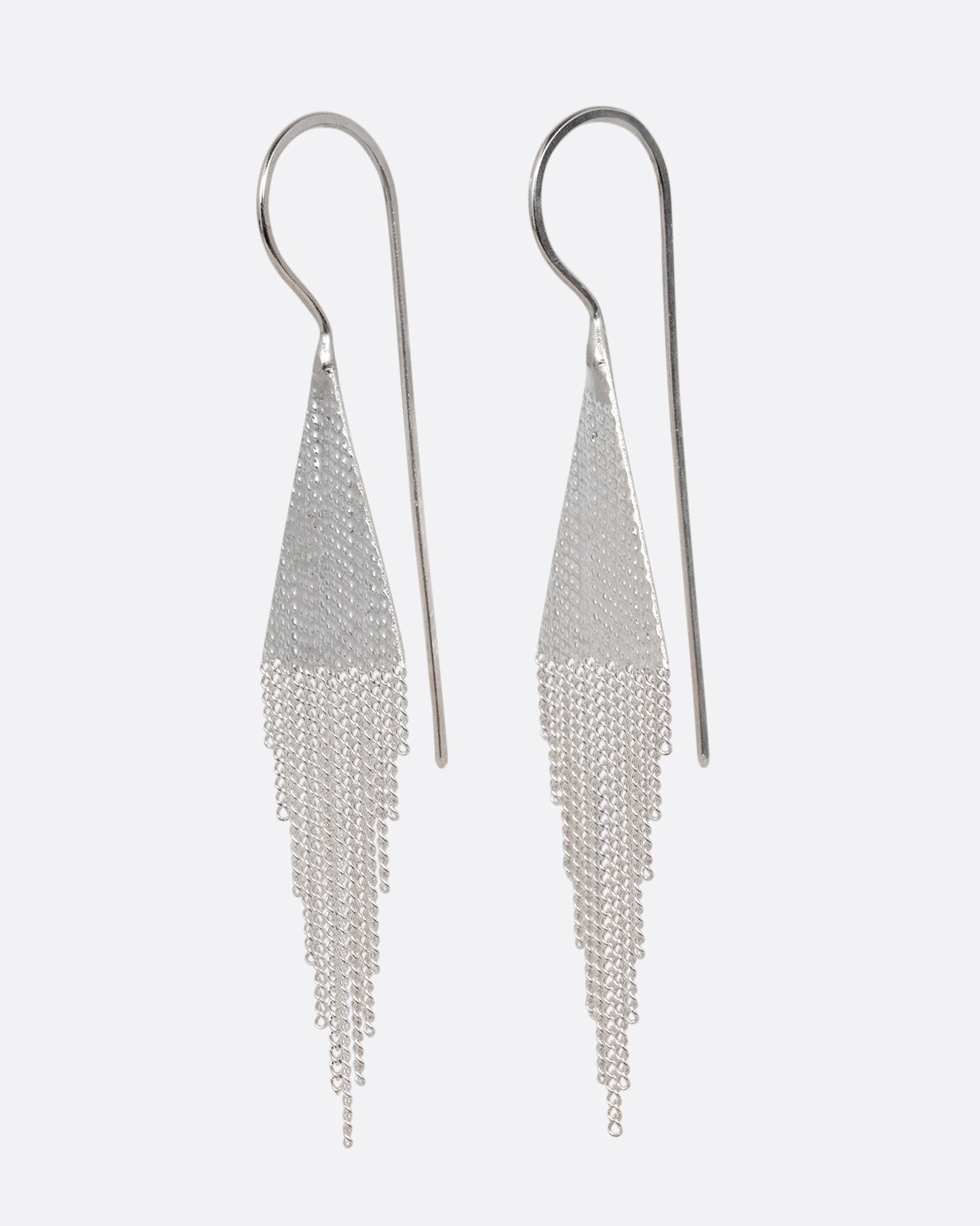 HANNAH KEEFE SILVER DIAMOND TASSEL HOOK EARRINGS W/ STERLING SILVER HOOKS AND CHAIN AND SILVER SOLDER - PAIR *SEE NOTES*
