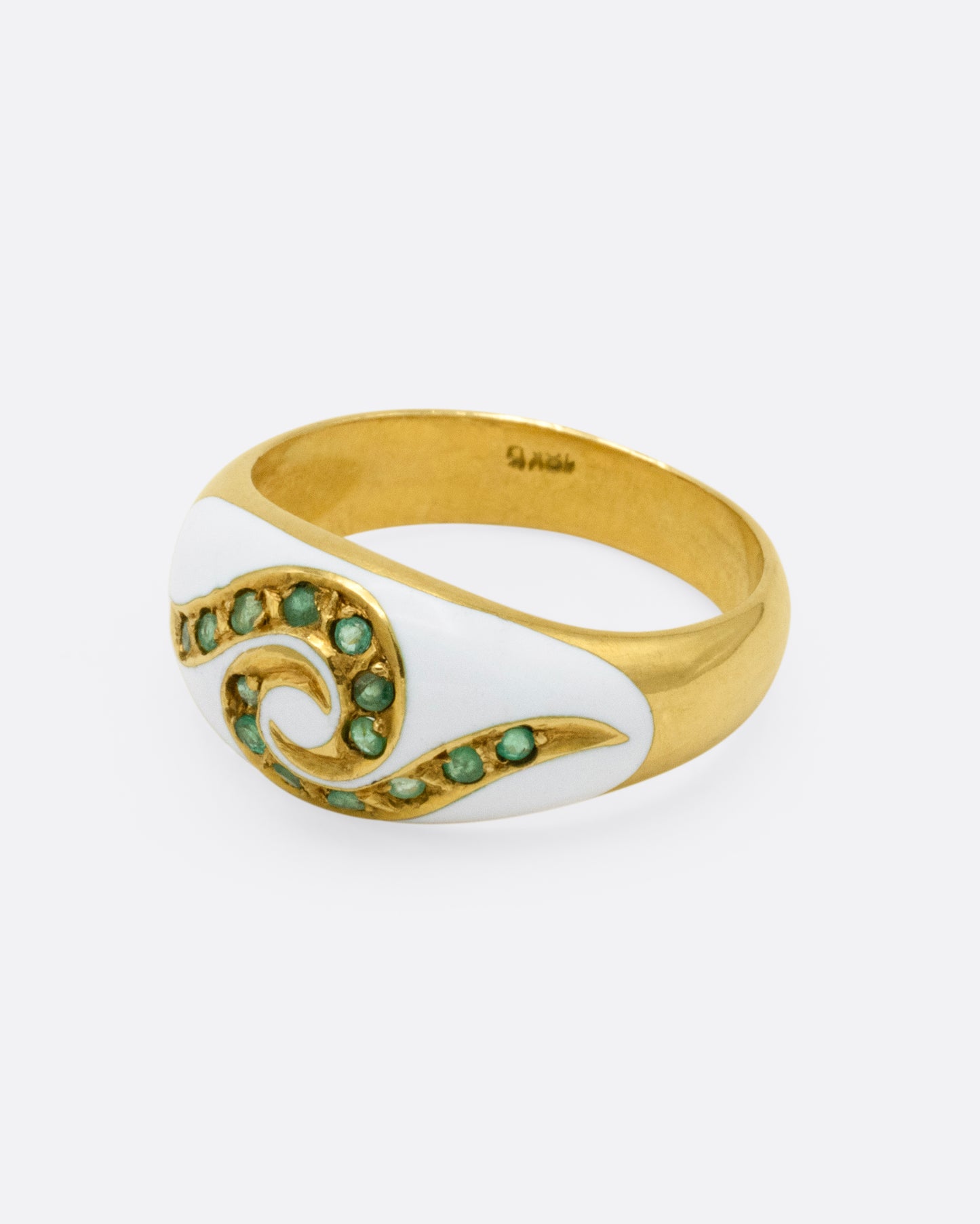 Emerald and Enamel Wave Ring