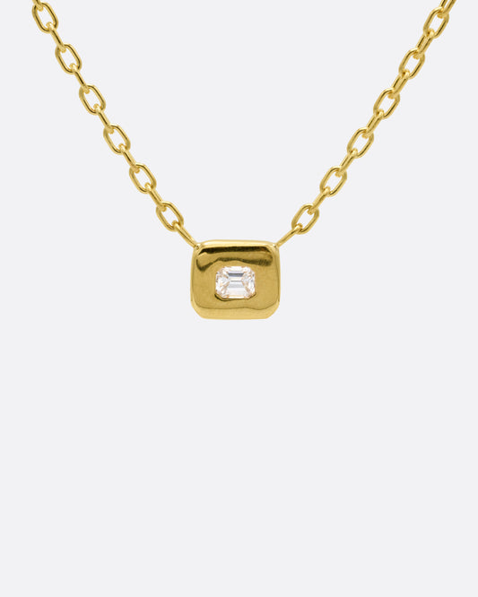 Wide Bezel Diamond Pendant Necklace