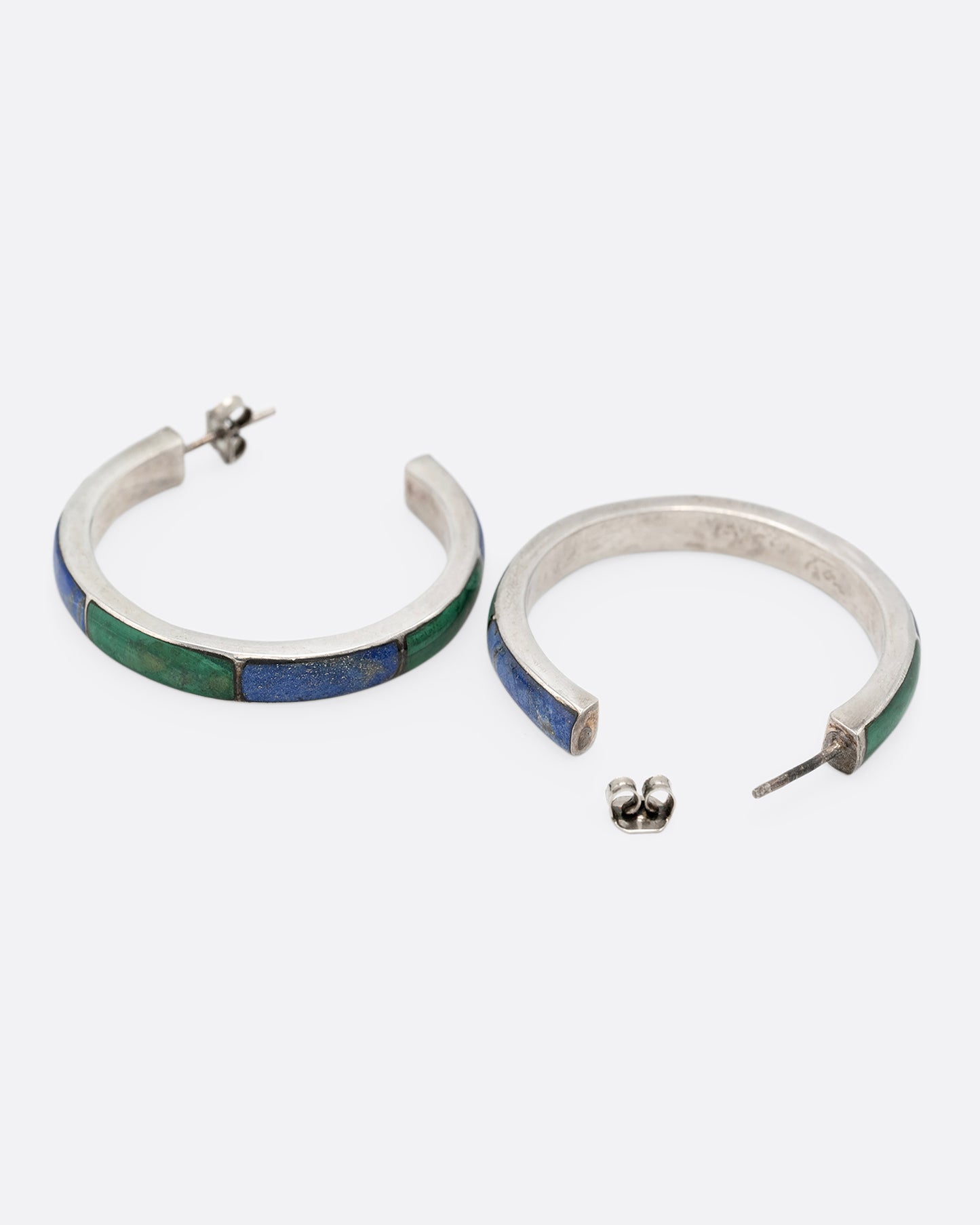 Malachite and Lapis Hoop Earrings