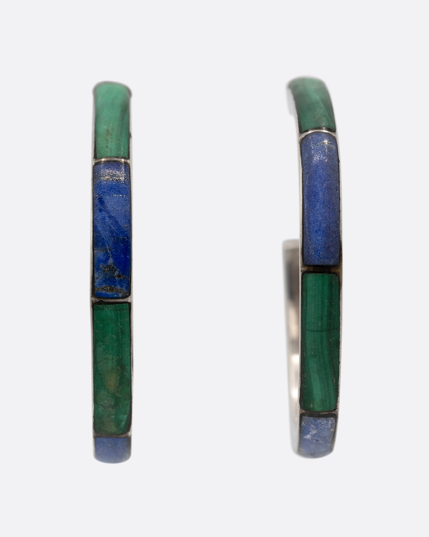 Malachite and Lapis Hoop Earrings