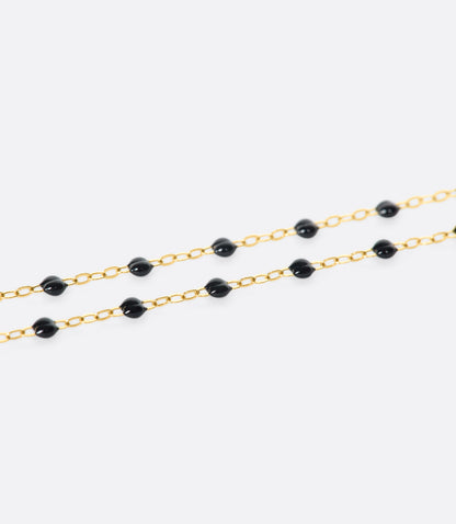 Rose gold resin bead bracelet, shown in black resin