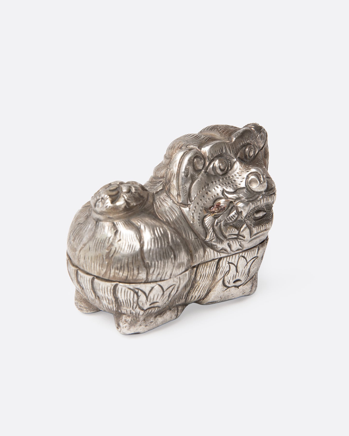 Thai Silver Guardian Lion Betel Box