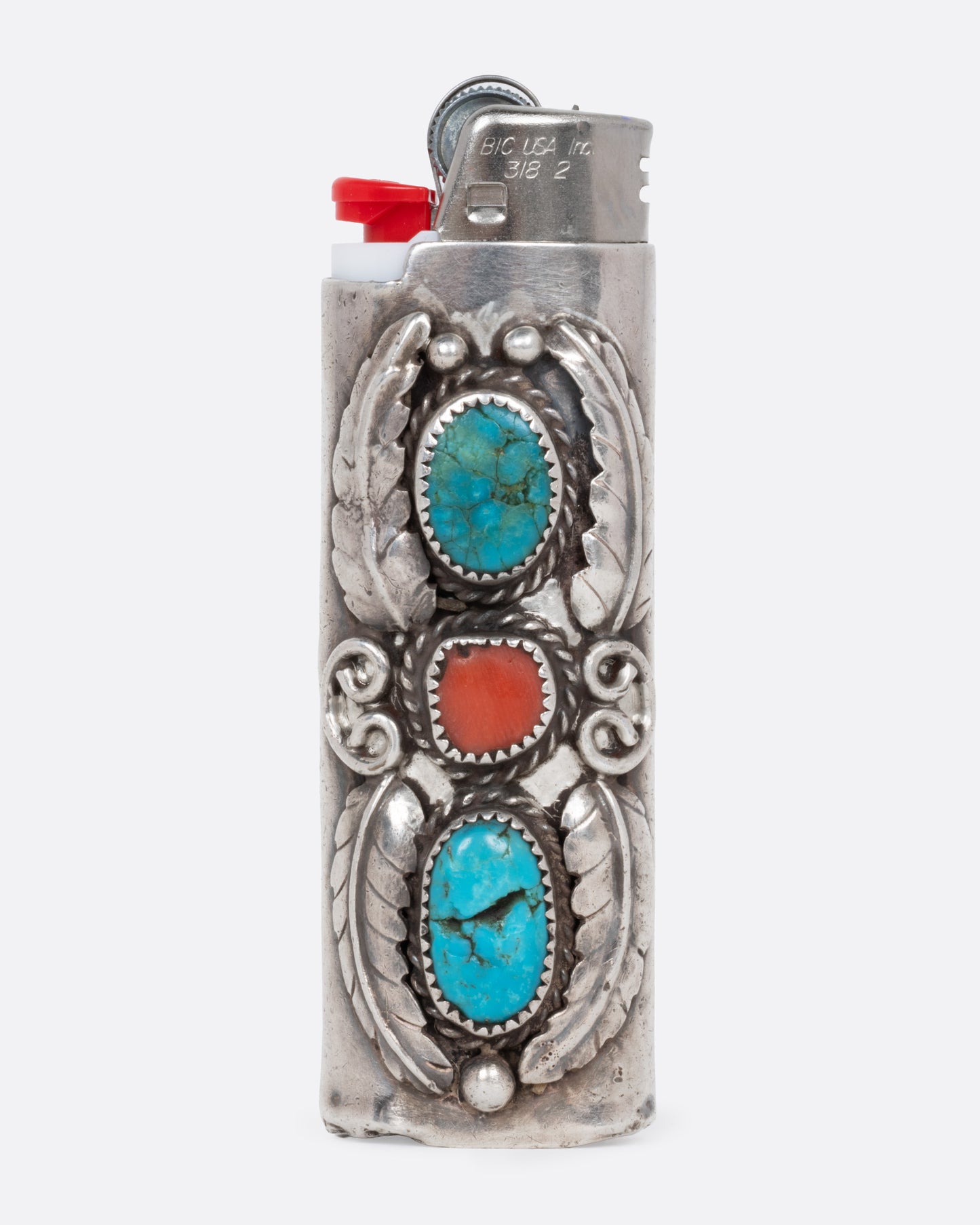 Sterling and Turquoise Lighter Cover