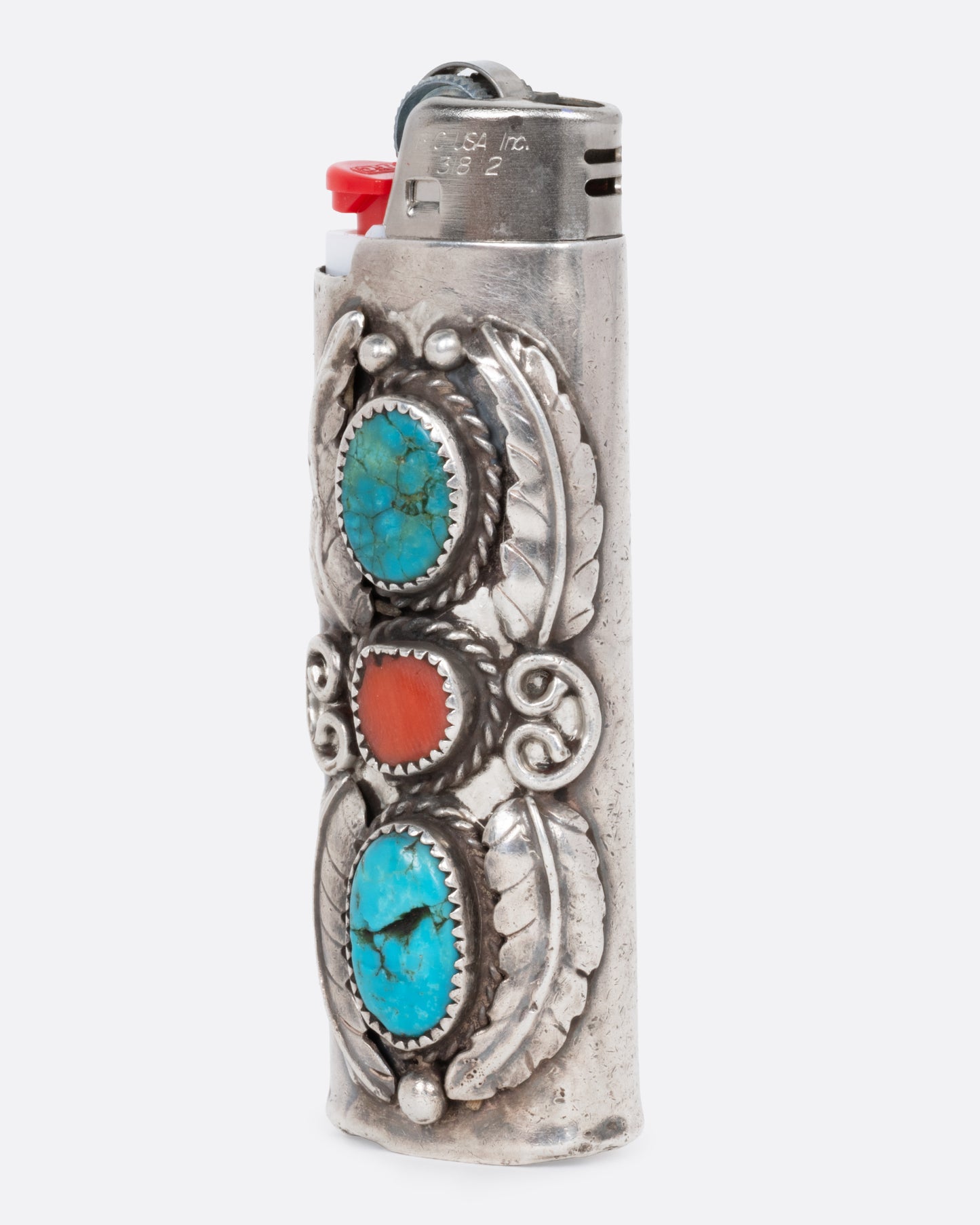 Sterling and Turquoise Lighter Cover