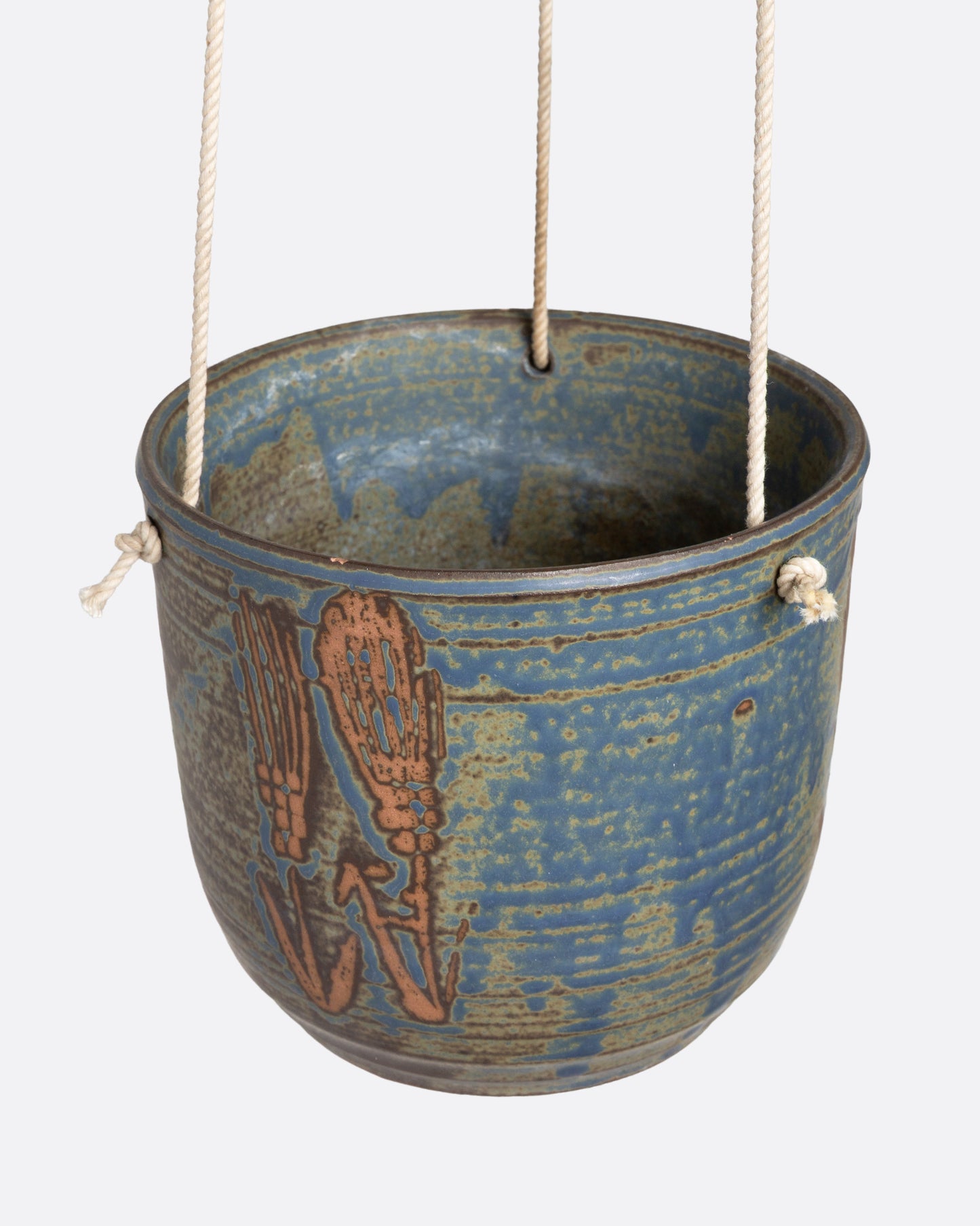 Blue Glazed Hanging Planter