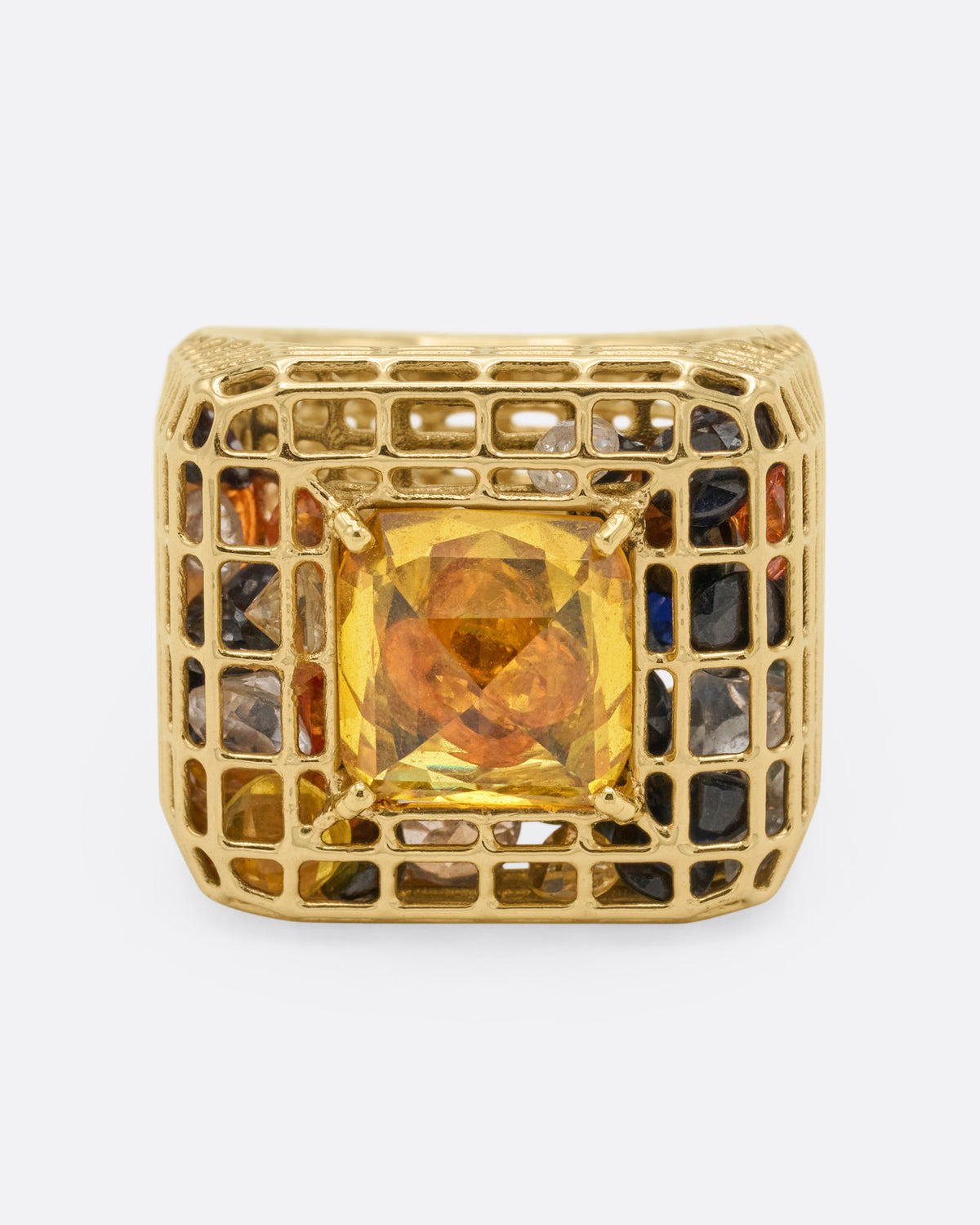 Yellow Sapphire Cagey Dome Ring