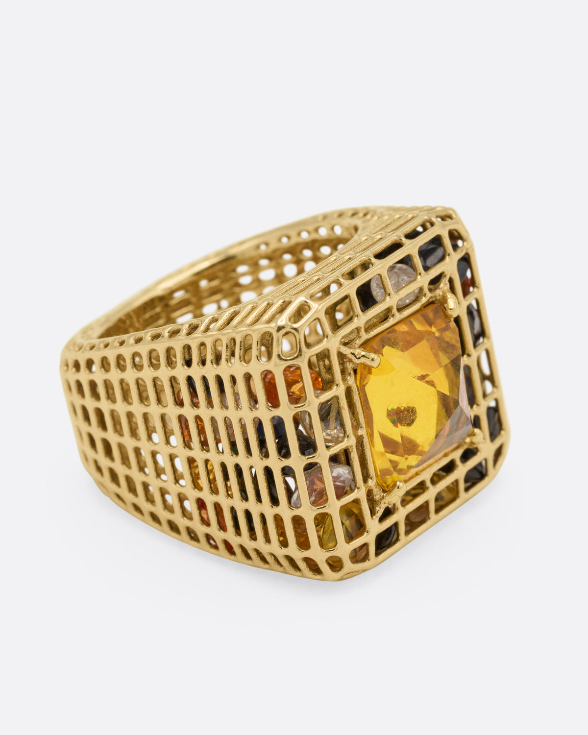 Yellow Sapphire Cagey Dome Ring
