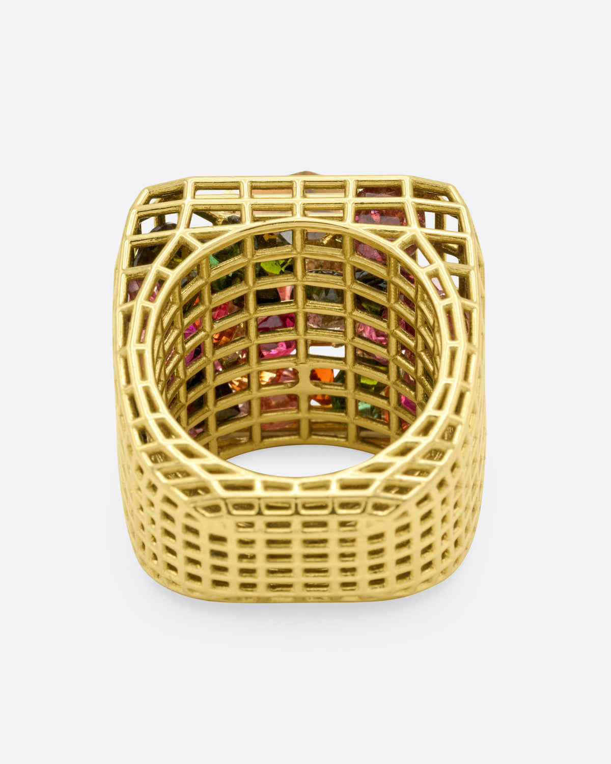 Bicolor Tourmaline Cagey Dome Ring