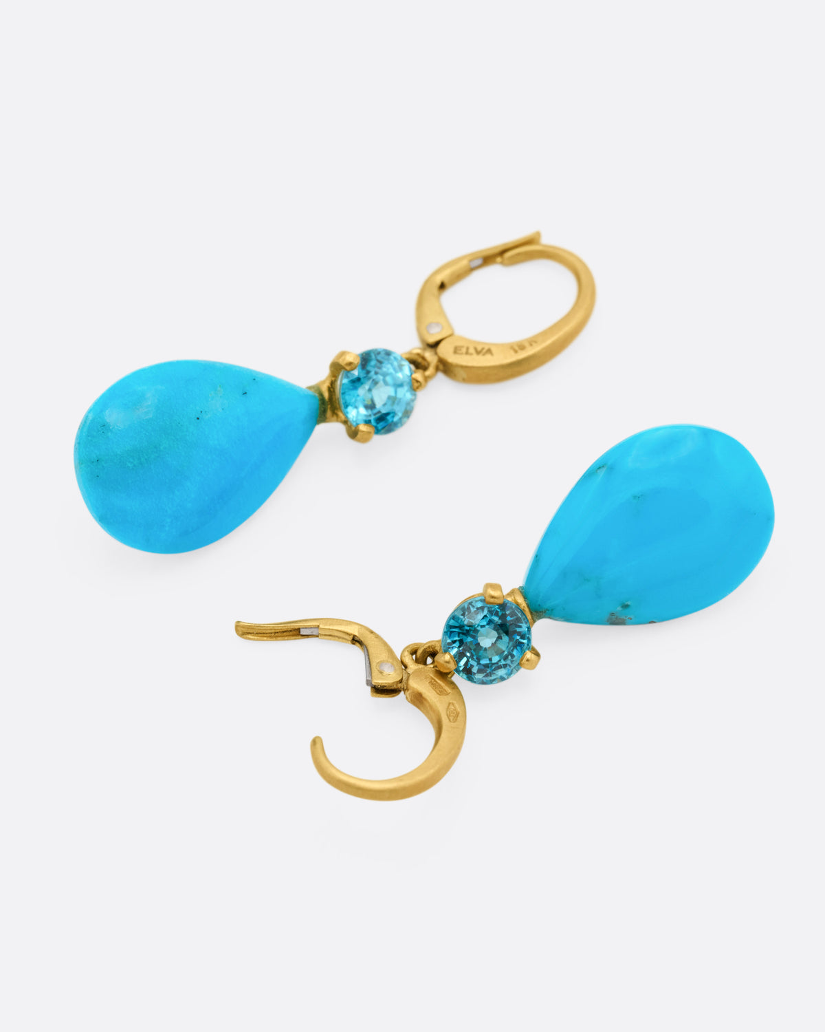 Turquoise and Zircon Drop Earrings