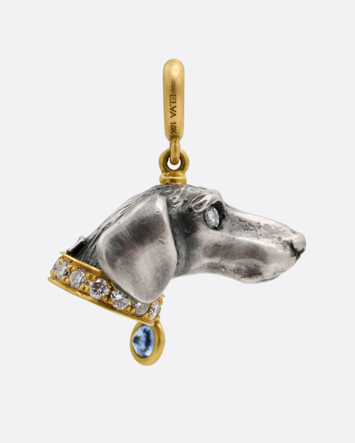 Sapphire and Diamond Dachshund Pendant