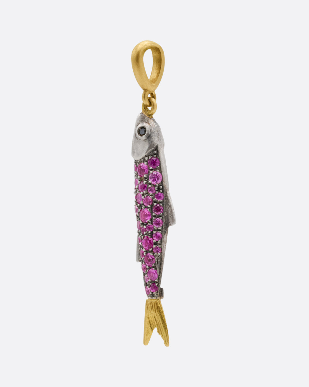 Pink Sapphire and Diamond Sardine Pendant